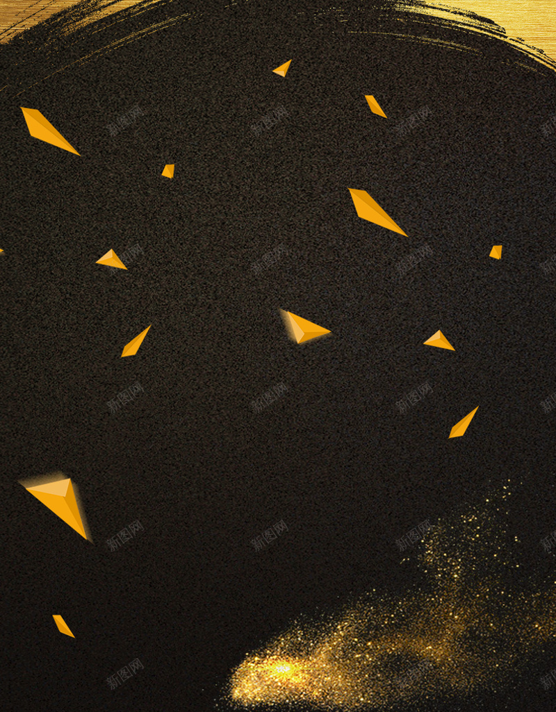科技感商务几何图形黑色PSD分层H5背景psd设计背景_88icon https://88icon.com H5背景素材 PSD分层 企业素材 几何图形 商务 科技感 金色粉末 黑色