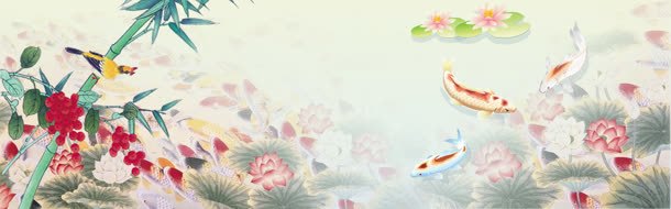 中国风jpg设计背景_88icon https://88icon.com 池塘 睡莲 竹子荷花荷叶满池塘 花 草 荷花 莲花 锦鲤