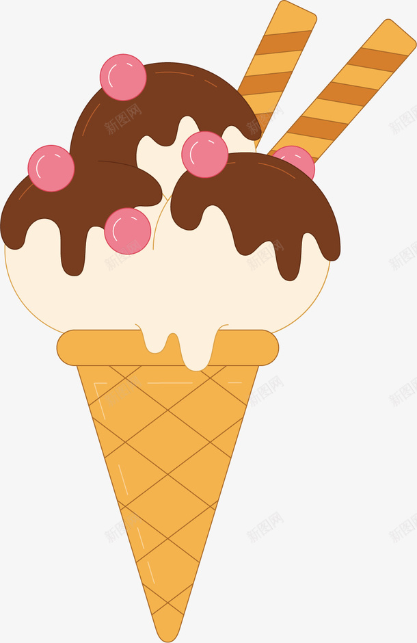 快融化的冰淇淋矢量图ai免抠素材_88icon https://88icon.com 冰淇淋 可口美味 奶油 巧克力 甜食 糖果 蛋卷 矢量图