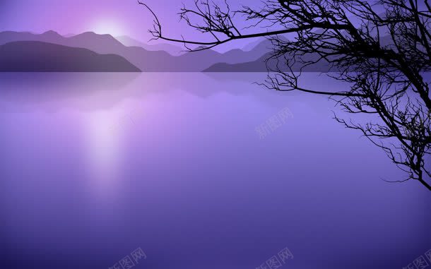 手绘壁纸紫色光线湖面jpg设计背景_88icon https://88icon.com 光线 壁纸 湖面 紫色
