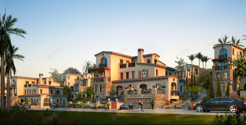 别墅建筑住宅景观效果背景psd设计背景_88icon https://88icon.com 室外设计 建筑表现 效果图 景观图 景观设计 海报 环境设计 背景