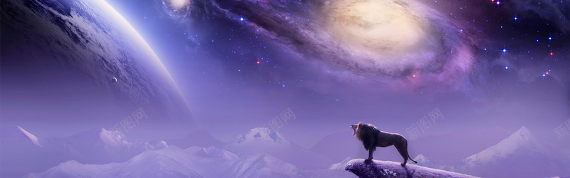 观看星空的狮子背景jpg设计背景_88icon https://88icon.com 商务 宇宙 星云 星海 星空 星际 海报banner 狮子 科幻 科技 繁星 观看