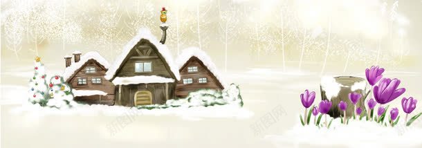 卡通冬季房屋背景bannerjpg设计背景_88icon https://88icon.com banner 冬季 卡通 房屋 背景
