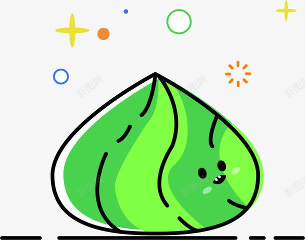 卡通粽子png免抠素材_88icon https://88icon.com 卡通粽子 尾巴 星星 气泡 烟花 眼睛 绿色
