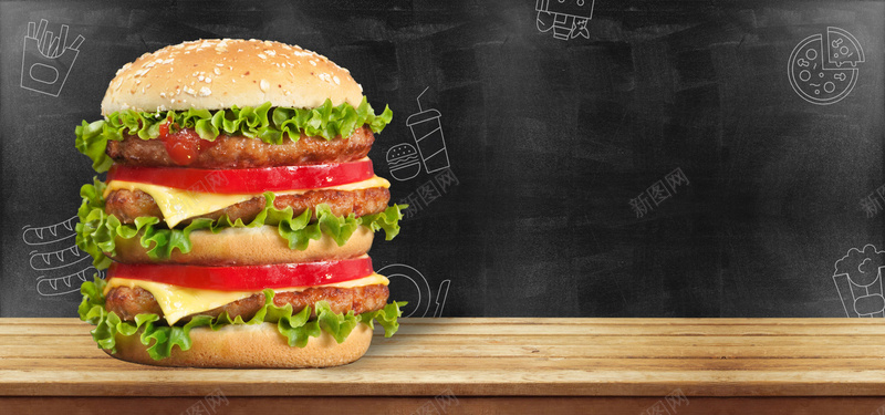 加厚大汉堡促销简约bannerpsd设计背景_88icon https://88icon.com 促销 加厚大汉堡 大气 快餐 欧美 简约 美式 西餐