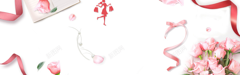 38浪漫女王节美妆bannerpsd设计背景_88icon https://88icon.com ba 丝带 促销 化妆品 圆 女王节 女神节 情人节 服装 框 浪漫 玫瑰 电商 粉色 花
