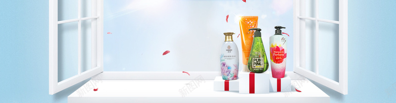 美妆节洗护文艺景色窗户简约蓝bannerpsd设计背景_88icon https://88icon.com 化妆 化妆品 女生 小清新 广告 文艺 景色 渐变 窗户 简约 素材 美妆 美妆节 背景 设计 阳光
