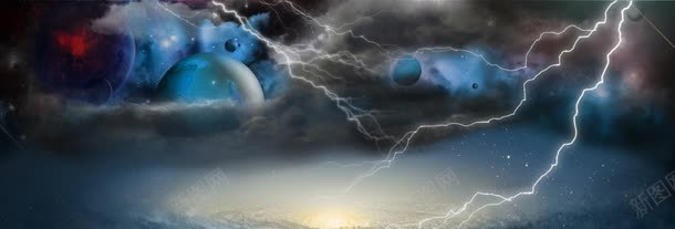 宇宙背景jpg设计背景_88icon https://88icon.com 大气 星球 科技 闪电