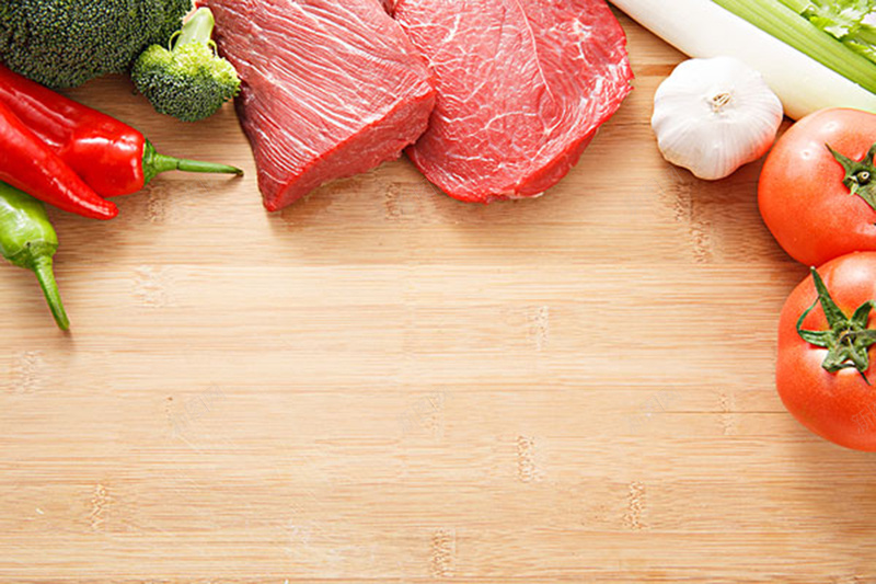 夏季清爽食物厨房背景jpg设计背景_88icon https://88icon.com 夏季 木板 清爽 温馨 番茄 纹理 肉 蒜 质感 辣椒 食物