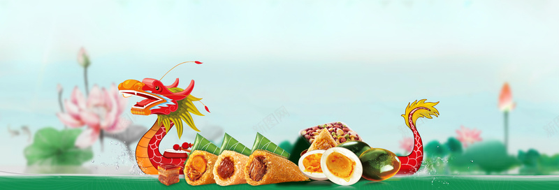 端午节赛龙舟粽子咸鸭蛋蓝色荷花背景psd设计背景_88icon https://88icon.com 中国风 传统节日 创意端午海报 屈原 广告 端午节 粽子 素材 背景 设计 赛龙舟