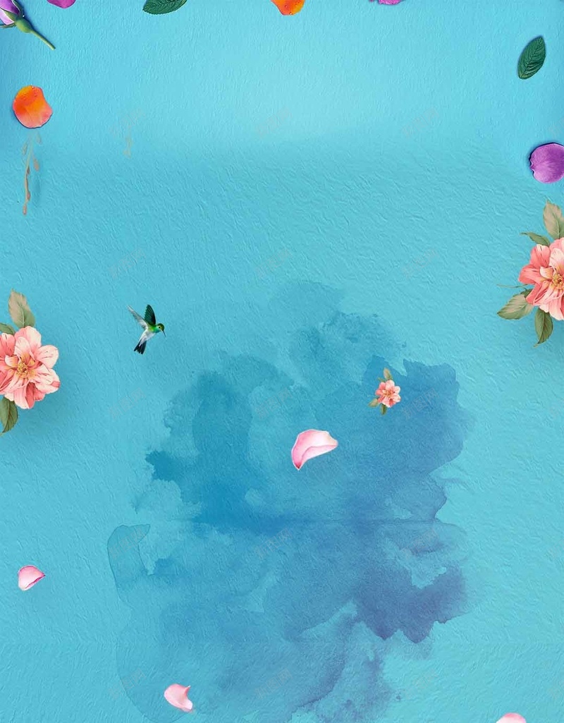 蓝色淘宝夏季新品H5背景psd设计背景_88icon https://88icon.com 中国风 促销海报 初夏上新 夏季新品 夏日上新 淘宝 电商 蓝色