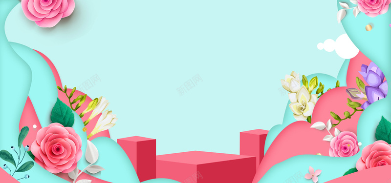 时尚绿色母亲节促销背景psd设计背景_88icon https://88icon.com banner背景 唯美 小清新 幸福 微立体 感恩母亲节 文艺 梦幻 母亲 浪漫 温馨 立体方块