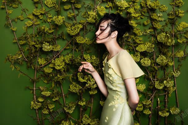 绿色简约插画女装jpg设计背景_88icon https://88icon.com 女装 插画 简约 绿色
