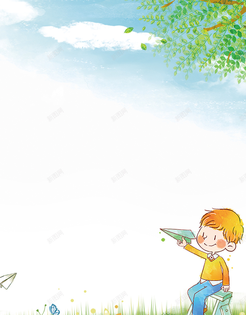 浅蓝色手绘开学季幼儿园招生书本孩童背景jpg设计背景_88icon https://88icon.com 书本 儿童专注力训练书 幼儿园招生 幼儿绘本 开学典礼 开学季 手绘 树 欢迎新同学 浅蓝色 玩纸飞机的儿童 蓝天