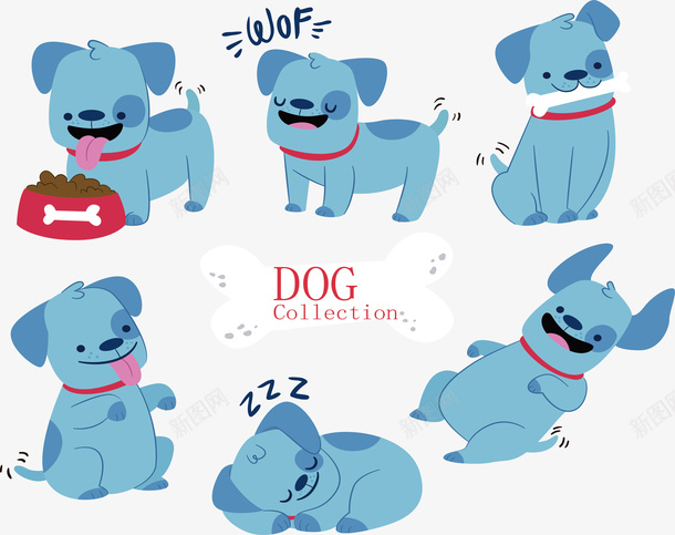 蓝色可爱小狗插画矢量图ai免抠素材_88icon https://88icon.com 动物 卡通小狗 可爱 小狗 小狗插画 蓝色 矢量图