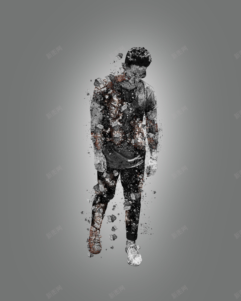 崩溃的人身体jpg设计背景_88icon https://88icon.com 人 崩溃 崩溃的身体 石头 裂开的身体 颓废的人