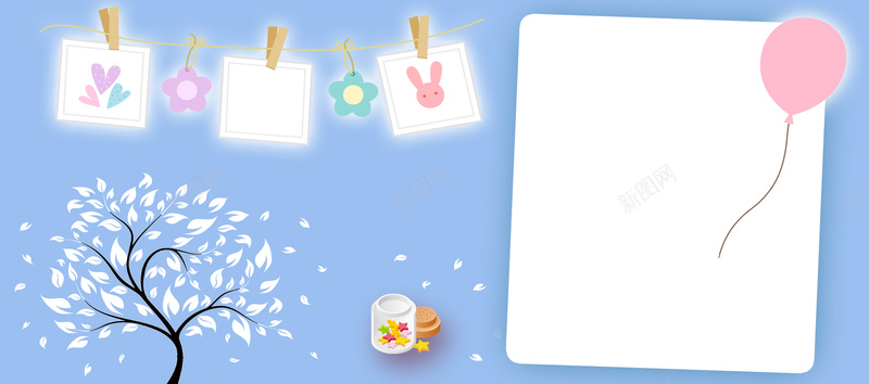 蓝色儿童相册模板背景图psd设计背景_88icon https://88icon.com 儿童海报 全屏海报 海报banner 淘宝界面设计 蓝色儿童相册模板