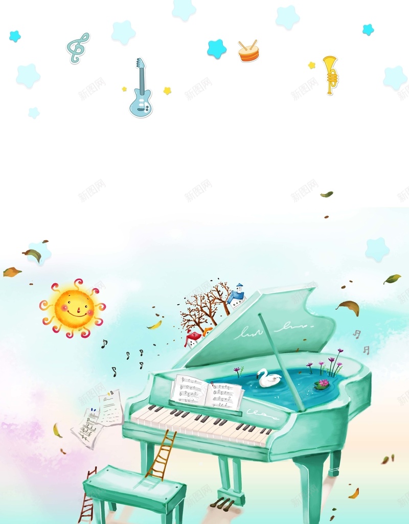 校园音乐培训海报psd设计背景_88icon https://88icon.com 中国好声音 卡通 大学生音乐节 太阳 演唱会 绿色 钢琴 音乐派对 音乐节海报