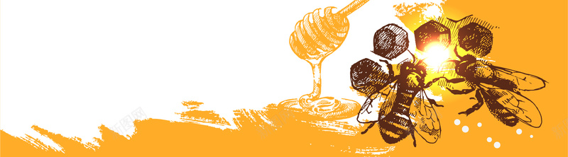 蜂蜜元素banner背景jpg设计背景_88icon https://88icon.com 卡通 手绘 海报banner 童趣 蜂蜜 蜜蜂