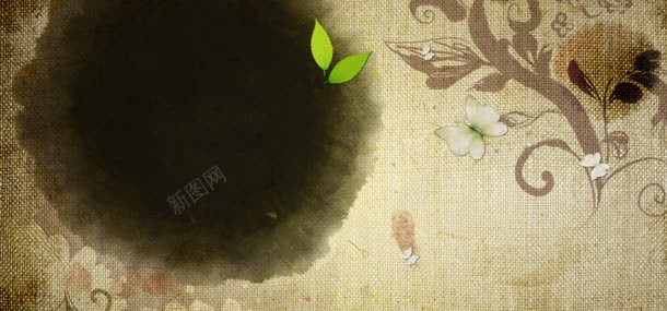 怀旧墨迹背景jpg设计背景_88icon https://88icon.com 布纹背景 花卉 花叶 蝴蝶 鲜花 麻布质感背景