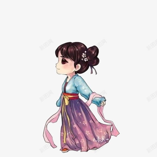 对襟襦裙png免抠素材_88icon https://88icon.com 可爱 女孩 汉服卡通 汉服少女 看富 襦裙