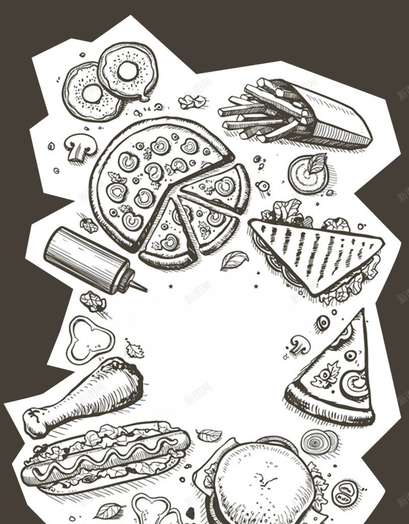 黑白手绘食物广告背景psd设计背景_88icon https://88icon.com 广告 手绘 纹理 背景 质感 食物 黑白
