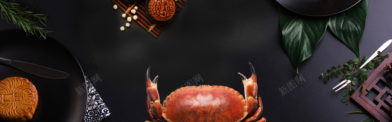 中秋答谢礼大闸蟹俯视图黑色bannerpsd设计背景_88icon https://88icon.com 中秋促销 买一送一 团购 大闸蟹 月亮 活动 礼券 礼盒 螃蟹 蟹礼 香辣蟹