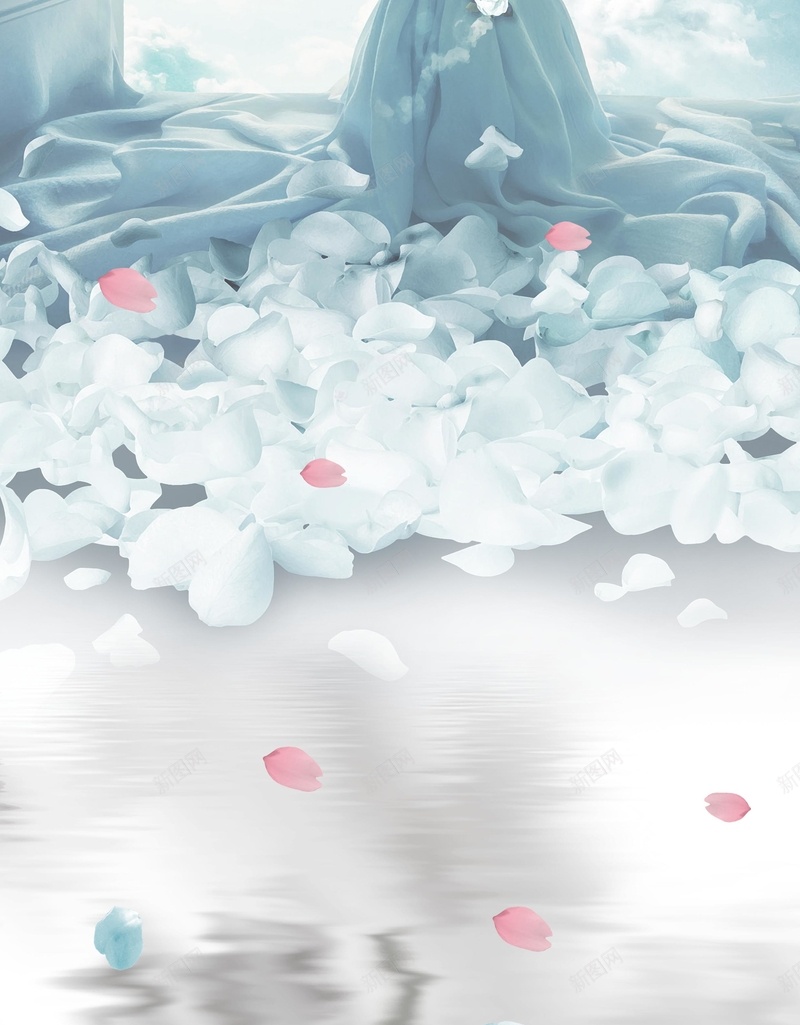 婚庆浪漫蓝色婚纱海报背景psd设计背景_88icon https://88icon.com 婚庆 换色 浪漫 海报 清新 背景 花瓣 蓝色 韩式