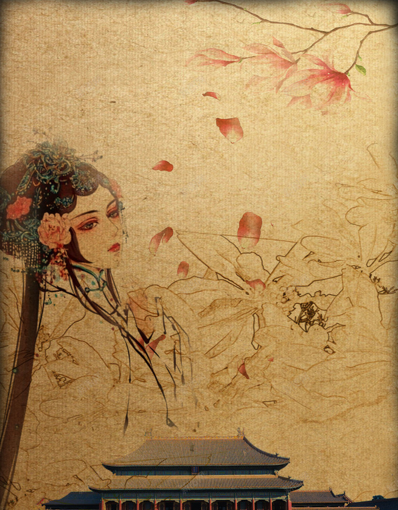 复古怀旧中国风古典宫廷背景psd设计背景_88icon https://88icon.com 中国风 元素 古典 大气 宫廷 怀旧 戏曲 纹理 背景素材