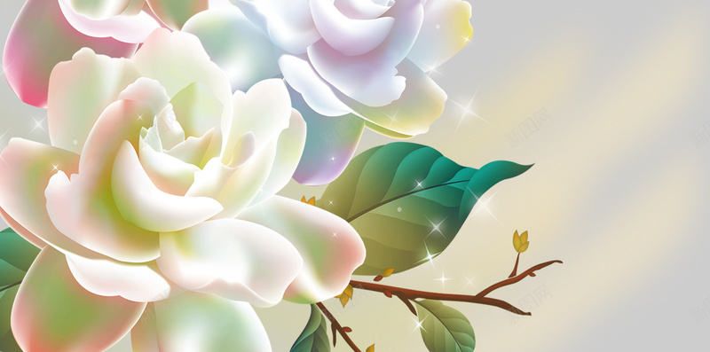 渐变白色莲花立体背景图psd设计背景_88icon https://88icon.com 清新 渐变 白色 简约 纹理 莲花 质感