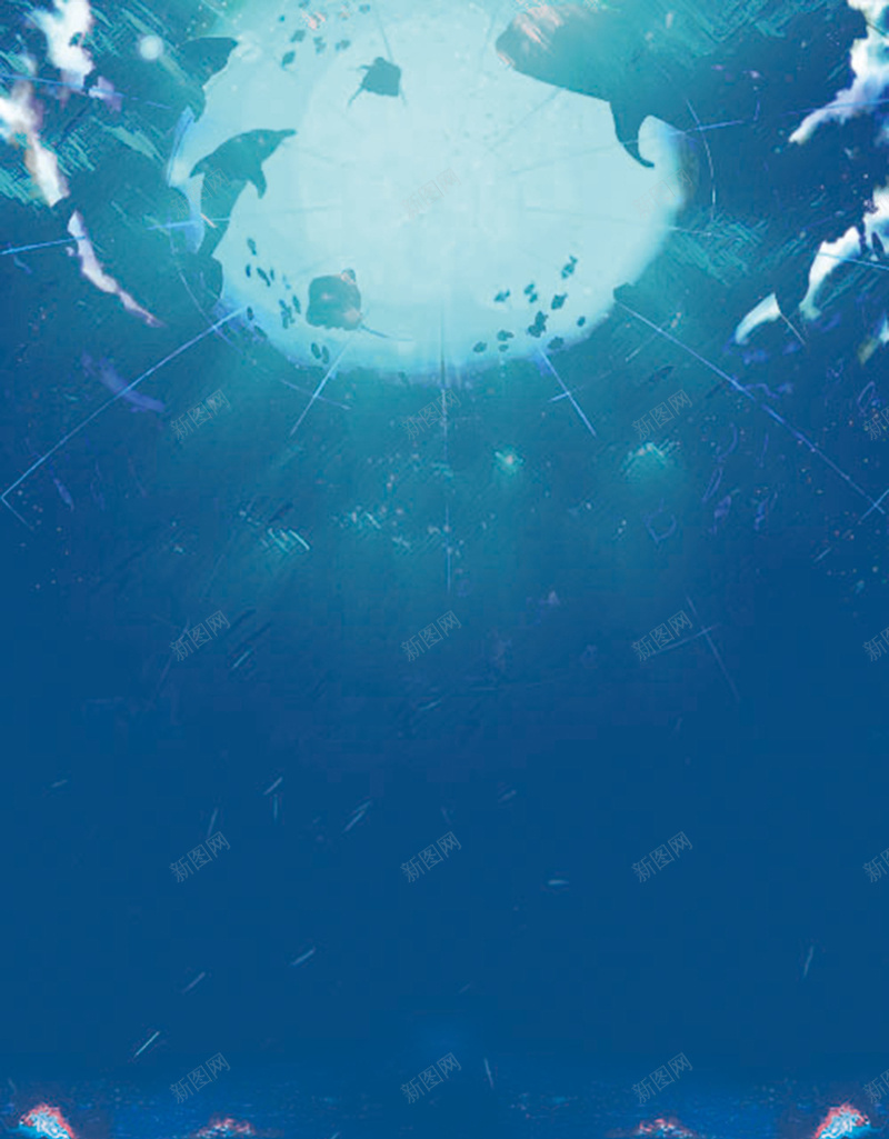 蓝色海底奇幻海报psd设计背景_88icon https://88icon.com 奇幻 摄影 水 海底 蓝色 风景 鱼