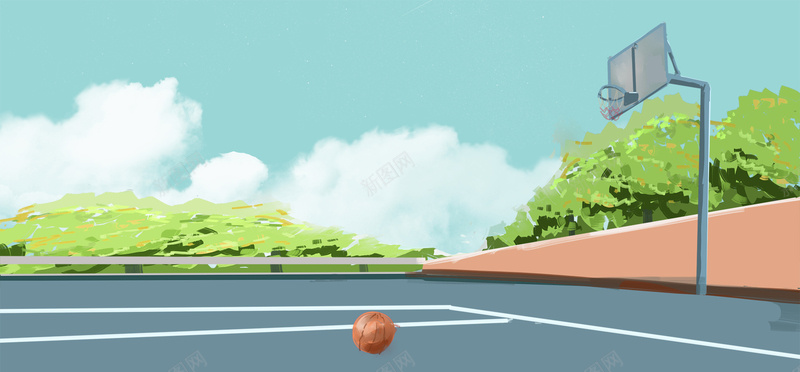 校园运动开学季教育清新bannerpsd设计背景_88icon https://88icon.com 卡通校园 开学季 手绘 教育 校园 清新banner 清新手绘 篮球场 运动