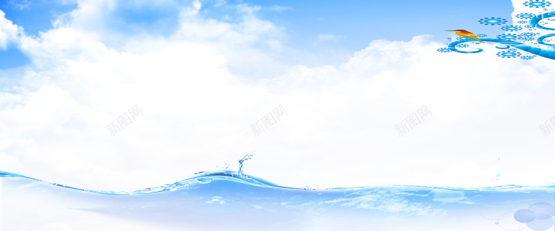 蓝色海洋蓝天白云背景psd_88icon https://88icon.com 摄影 海报banner 海洋 白云 蓝天 蓝色 风景