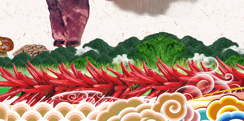 传统美食火锅H5背景psdpsd设计背景_88icon https://88icon.com H5 h5 psd分层下载 中国风 人物 传统 字体 手绘 水波纹 火锅 祥云 红灯笼 美食 辣椒