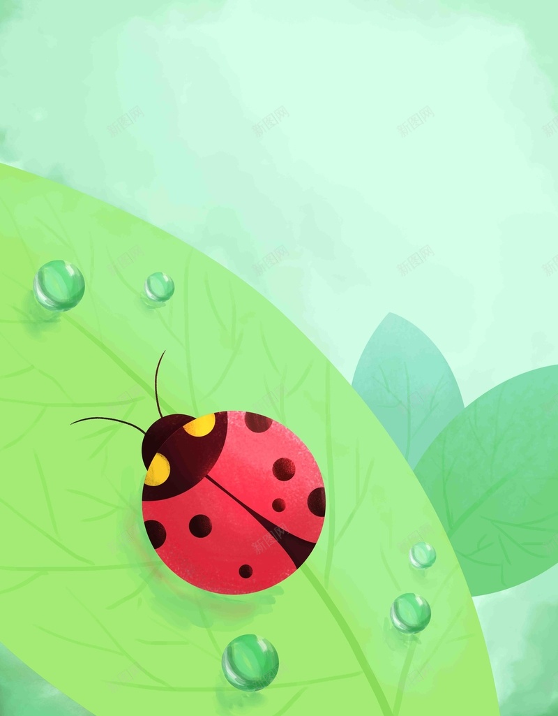 惊蛰手绘海报背景模板psd设计背景_88icon https://88icon.com 24节气 传统节气 卡通 惊蛰 手绘 昆虫 春天 海报 绿色 背景
