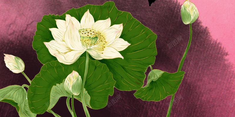 端午节荷花H5背景psd设计背景_88icon https://88icon.com H5 小清新 文艺 水墨 水彩 端午节 简约 荷叶 荷花