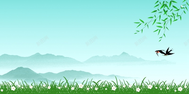 春天绿色风景燕子蓝天海报背景图jpg设计背景_88icon https://88icon.com 春天 燕子 绿色 蓝天 风景