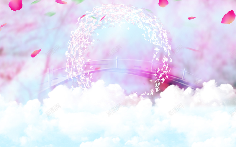 浪漫唯美花瓣婚纱摄影促销海报背景psdpsd设计背景_88icon https://88icon.com psd 促销海报 唯美 婚纱摄影 婚纱照拍摄 浪漫 白云 花瓣