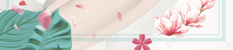 2018年清新简洁美容化妆品海报psd设计背景_88icon https://88icon.com 保养 化妆品 护肤 春季 桃花 植物 美容 美容院 美肤 花朵 花瓣 边框