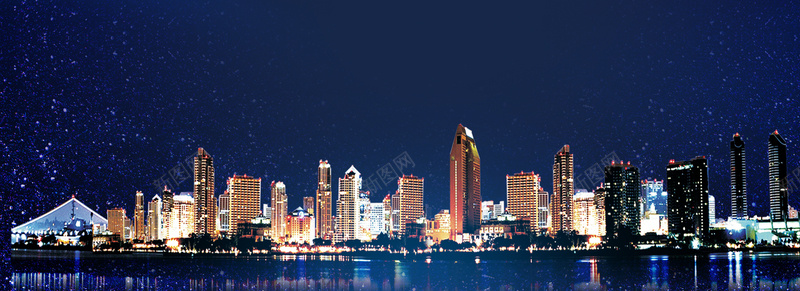 蓝色大气城市夜景背景psd设计背景_88icon https://88icon.com 城市夜景 城市背景 夜空 大气 天猫 年中促销 星空背景 炫丽 蓝色