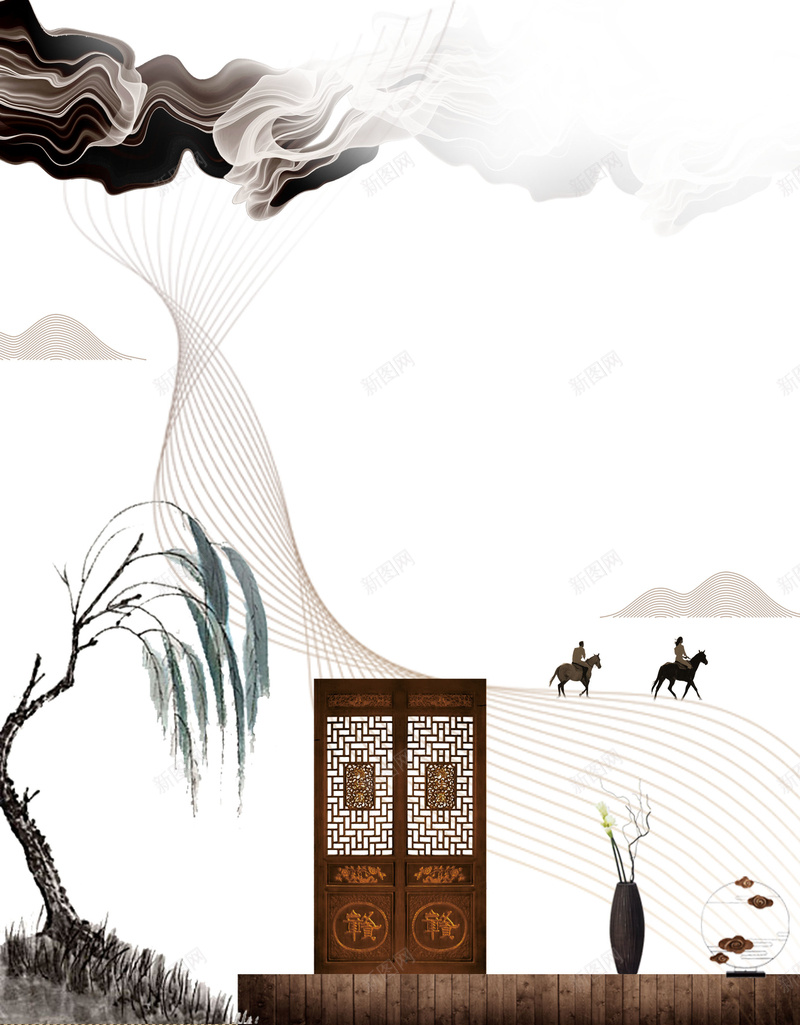 房地产中国风开盘宣传海报psd设计背景_88icon https://88icon.com 中国风房地产 商业地产 地产 房地产 新中式房地产 树 盛大开盘 豪宅别墅 门