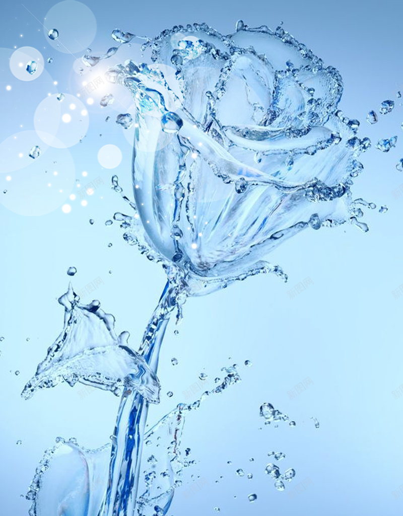 化妆品水玫瑰蓝色背景psd设计背景_88icon https://88icon.com 光晕 化妆品 水滴 水玫瑰 水花 灯光 玫瑰花 背景素材 蓝色 补水 飞溅