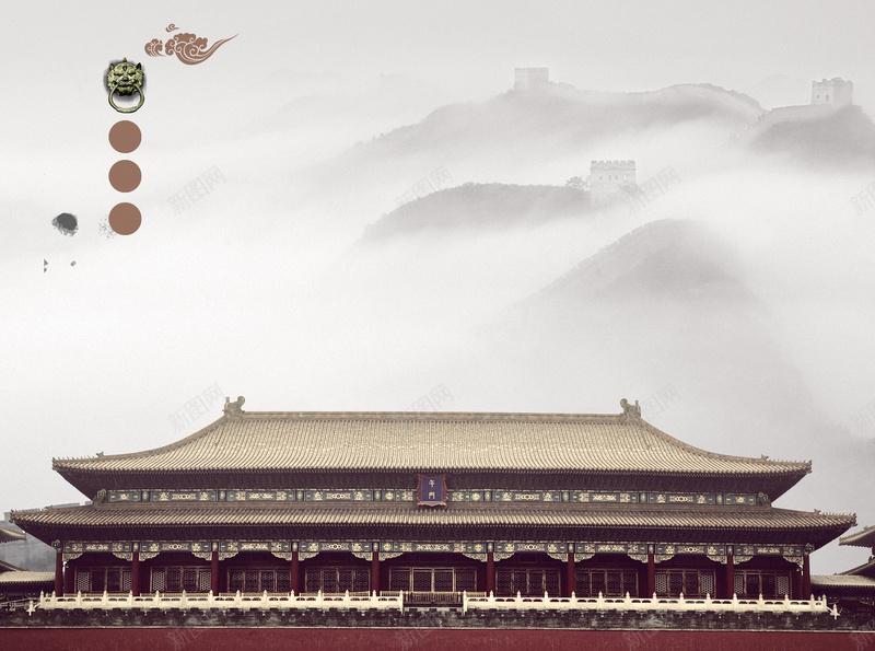 中国风古建筑屋檐文化背景psd设计背景_88icon https://88icon.com 中国风 中国风展板 中式 企业文化展板 传统文化 古建筑 屋檐 水墨 祥云 素材 背景 长城