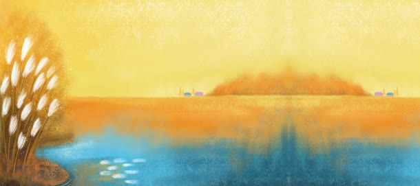 韩国手插画秋季芦苇背景bannerjpg设计背景_88icon https://88icon.com banner 手插画 秋季 背景 芦苇 韩国