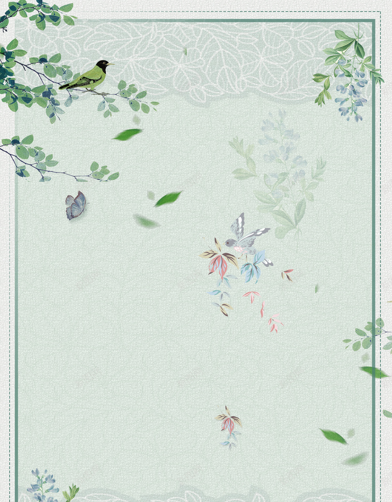 春季绿色植物促销海报psd设计背景_88icon https://88icon.com 上新 叶子 小清新背景 新品上市 春季 树叶 植物 热带植物 花草 边框