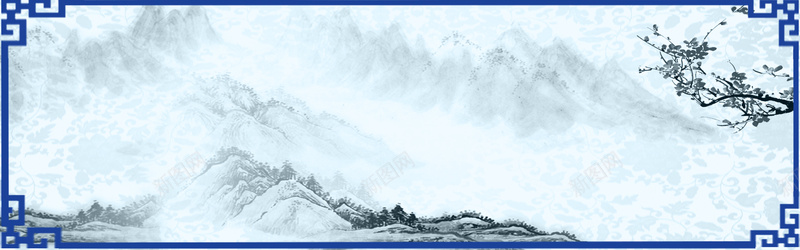 中国风蓝色青花瓷泼墨画banner海报psd设计背景_88icon https://88icon.com banner 中国风 复古式 大气 山水画 岁月情怀 海报 简约 蓝色 釉面 青花瓷