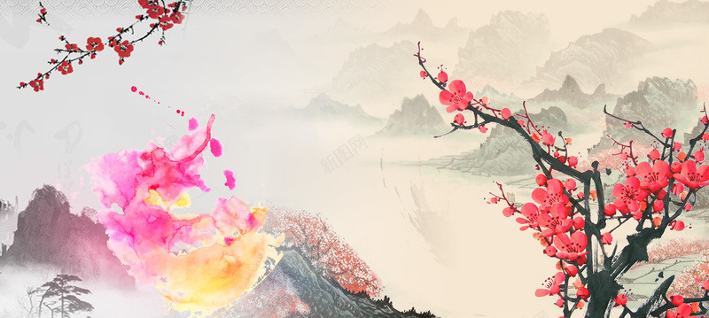 中国风海报背景psd设计背景_88icon https://88icon.com 中国风 传统 元旦 山水 文化 新春 水墨 水彩 海报 背景 节日 花鸟 高清背景大全