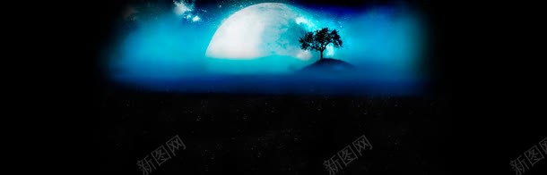 海上月光唯美背景bannerjpg设计背景_88icon https://88icon.com banner 光束 圆月 夜景 深色 背景 蓝色