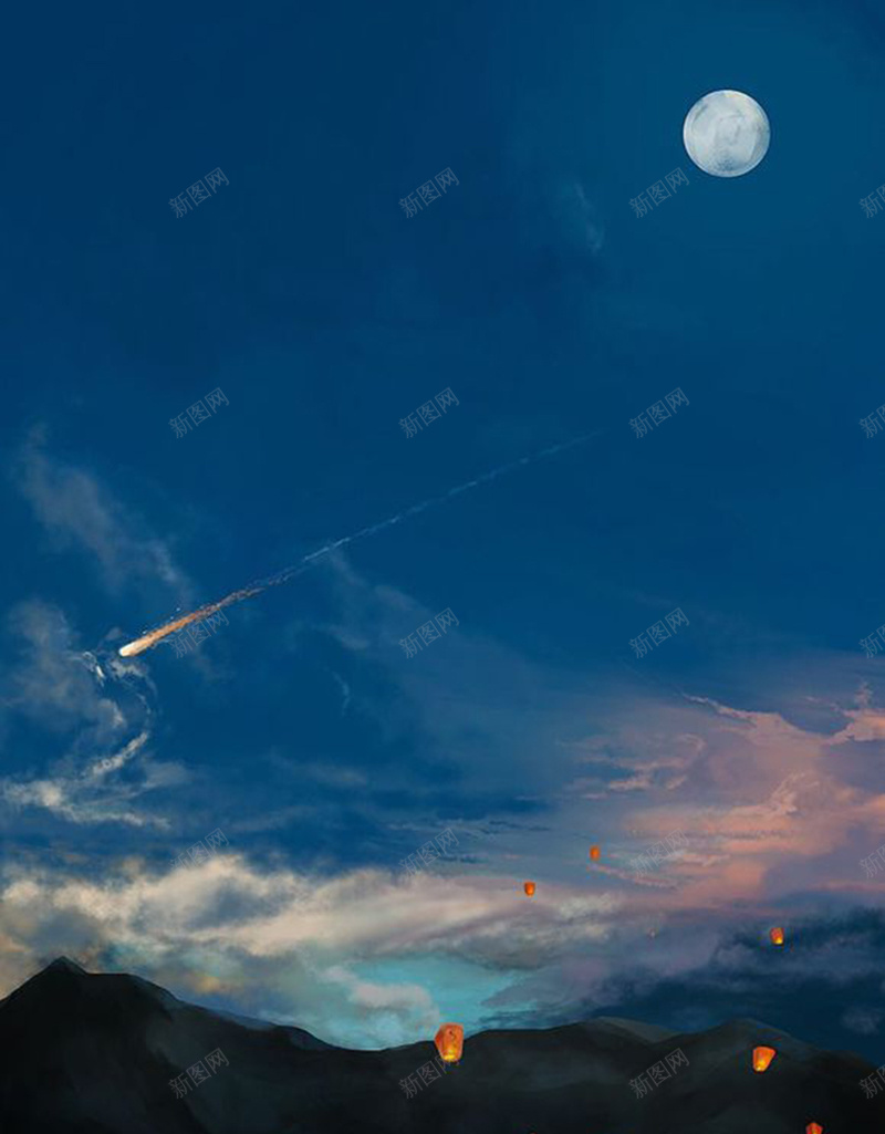 中秋H5背景jpg设计背景_88icon https://88icon.com H5 H5背景 h5 中秋 摄影 梦幻 流星 浪漫 灯笼