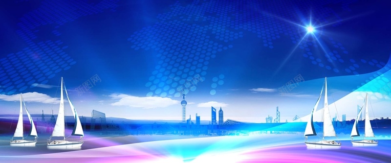 蓝色科技感海洋商务淘宝背景psd设计背景_88icon https://88icon.com 光芒 商务 地图 帆船 星光 海洋 知识 科技 风景